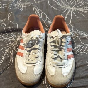 SOLD -Adidas White and Pink Sneakers